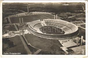 Berlin. Reichssportfeld / 1936 Summer Olympics, Reich-Stadium, aerial view + "1936 Olympische Spiele Berlin" So. Stpl. (fa)