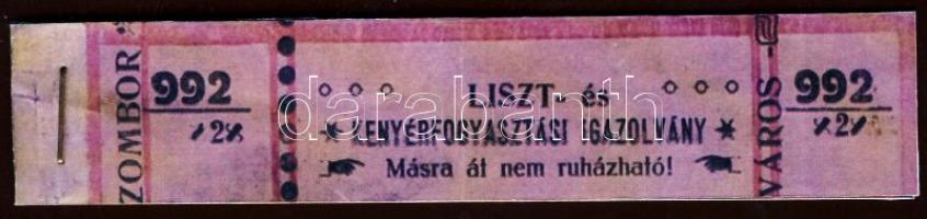 1920 Liszt és kenyérjegy Zombor 1 db
