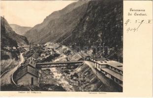 1904 Iselle di Trasquera, Traforo del Sempione, Versante Italiano. Panorama dei Cantieri / Simplon Tunnel, Italian side, bridge, railway station