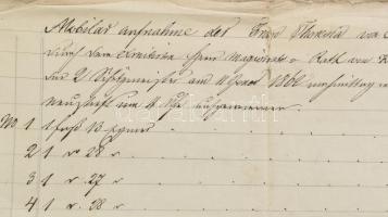 cca 1750-1830 Családi okmány hagyaték: Theresia von Erdély ingóságainak listája, kölcsönszerződés Pe...