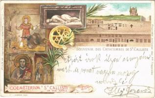 1900 Roma, Rome; Catacombe di San Callisto / Catacombs of Callixtus. Art Nouveau, litho (EK)