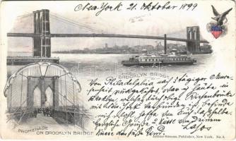1899 New York, Brooklyn Bridge, Promenade, steamship (fa)
