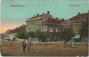 1909 Nagykanizsa, Fő út. Krausz és Farkas 741. + NAGY-KANIZSA-BROD 61. SZ. mozgóposta (kis szakadás / small tear)