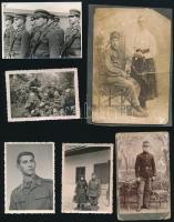 cca 1900-1940 13 db katonai fotó tétel, 6x8,5 cm és 23x15 cm között, némelyen szakadással