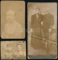 cca 1900-1940 13 db katonai fotó tétel, 6x8,5 cm és 23x15 cm között, némelyen szakadással