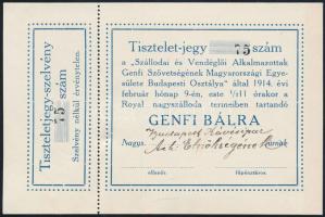 1914 Meghívó a Genfi Szövetség budapesti osztályának  báljára + tiszteletjegy