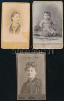 cca 1880-1910 7 db kabinetfotó, 9x6 cm, egyiken szakadással