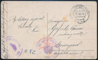 1916 Tábori posta képeslap (szakadás) / Field postcard M.kir. V/6 népfölkelő hadtápzászlóalj gazdasági hivatala + EP DURZ b (teared)