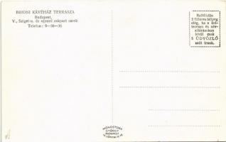 Budapest XIII. Brioni kávéház terasza, Sziget utca (ma Radnóti Miklós utca) és újpesti rakpart sarok