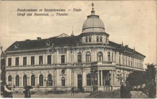 1915 Ivano-Frankivsk, Stanislawów, Stanislau; Teatr / Theater / theatre + M. kir. IV/30. népf. Hadtápzászlóalj (EK)