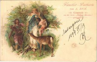 1899 Genovefa aus der Serie &quot;Deutsche Märchen&quot; Künstler-Postkarte von A. Zick. Kunstverlag Max Sommer Nr. 1516. litho (fl)