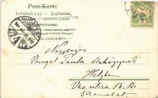 1904 Húsvéti üdvözlet / Easter greeting art postcard, girl with sheep, rabbit and eggs. litho (EK)