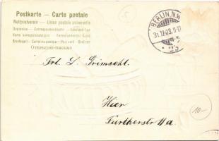 1903 Die besten Wünsche zum Neuen Jahre! / New Year greeting art postcard, children bathing in champ...