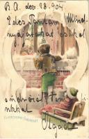 1904 Karácsonyi üdvözlet / Christmas greeting art postcard. litho (EB)