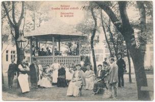1908 Budapest XI. Kelenföld, Mattoni-féle Erzsébet királyné sósfürdő, zenepavilon és fürdőpark