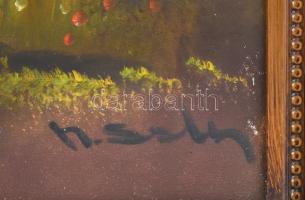 Olvashatatlan jelzéssel, feltehetően a XX. sz. második felében működött török festő alkotása: Erdőré...