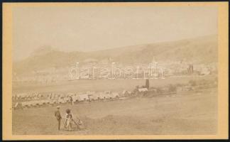 cca 1880 Segesvár (Schäßburg/Schässburg, Sighisoara) látképe, 4 db keményhátú fotó, Ludwig Schuller ...