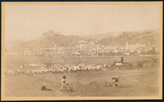 cca 1880 Segesvár (Schäßburg/Schässburg, Sighisoara) látképe, 4 db keményhátú fotó, Ludwig Schuller ...