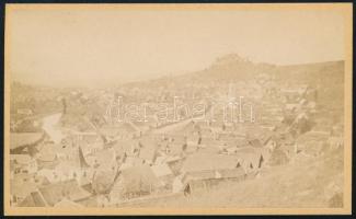 cca 1880 Segesvár (Schäßburg/Schässburg, Sighisoara) látképe, 4 db keményhátú fotó, Ludwig Schuller ...