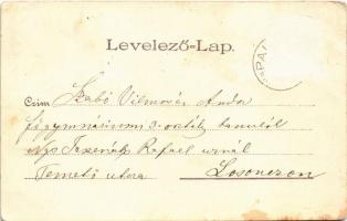 Budapest VIII. Pannónia szálloda, villamos, belső. Kosmos Art Nouveau litho s: Geiger R. (Rb)