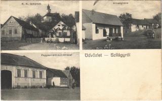 1929 Szilágy (Pécsvárad), Római katolikus templom, községháza, fogyasztási szövetkezet üzlete. Schemnitz fényképész (EK)