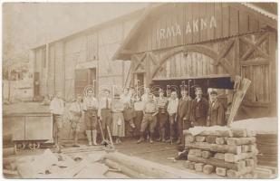 1922 Pilisszentiván, Irma akna, szénbánya, bányászok. photo