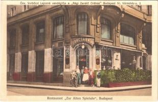 Budapest V. Özv. Verbőczi Lajosné vendéglője a &quot;Régi Zenélő Órához&quot;, sörcsarnok. Városház utca 3. / Restaurant &quot;Zur Alten Spieluhr&quot;