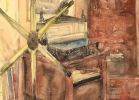 Sostarics Lajos (1896-1968): Kiscelli múzeum nyomdagyűjteményéből. Akvarell, papír, jelzés nélkül, s...