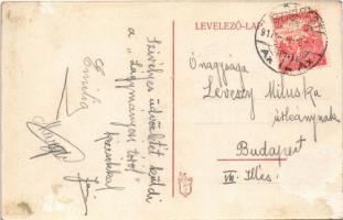 1917 Budapest XI. Üdvözlet a Lágymányosi tóról, csónakház kikötővel (Rb)