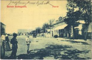 1909 Kunhegyes, Piac tér, Schwarcz Izidor üzlete. W.L. 1874. Farkas Sándor fényképész kiadása
