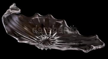 Amorf üveg asztali díszkosár, kis kopásnyomokkal, 30×11 cm