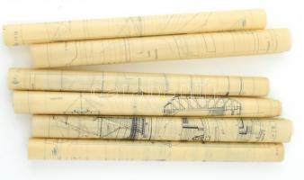 Rlgi hajók, modellek tervrajzai nagy méretű rajzok Kon-Tiki, Boyer Jacht, Balthasar vitorlás stb, ös...