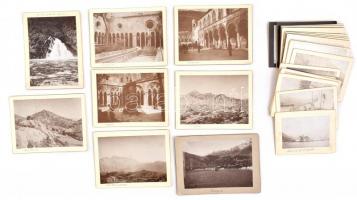 cca 1900 30 db keményhátú fotó, városkép, tájkép, főként a korabeli Montenegróból, 9×13 és 12×18 cm közötti méretekben