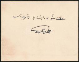 Ahmet Hirmet Bej, császári török főkonzul, Budapest aláírása kártyán. / Turkish consul in Budapest autograph signature 11x9 cm
