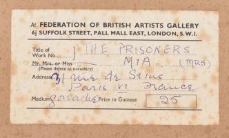Mia (Mag) Whitworth (?-), feltehetően működött a XX. sz. közepén: Foglyok (The prisoners). Gouache, ...