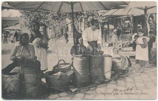 1906 Szeged, paprika piac a Széchenyi téren, árusok