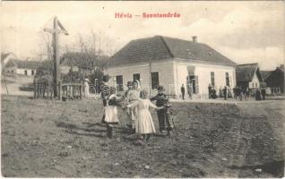 Hévízszentandrás (Hévíz-Szentandrás), tér, kereszt, üzlet. Mérei Ignác 650. 1909.