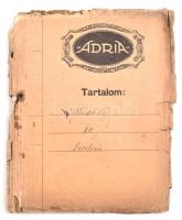 1931-1932 Kézzel írott kereskedelmi levelek foltos, szakadozott Adria borítóban, lefűzve