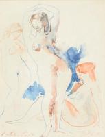 Vinkler László (1912-1980): A három grácia, 1976. Akvarell, papír, jelzett, üvegezett keretben, 40×29 cm