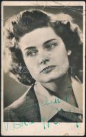 Karády Katalin (1910-1990) színésznő aláírása az őt ábrázoló fotón, fotó felületén törésnyomok