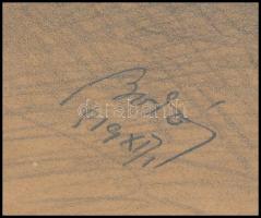 Olvashatatlan jelzéssel, a XX. sz. első felében működött magyar festő 2 db alkotása: Házaspár portré...