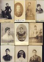 cca 1860-1890 10 db nőket ábrázoló keményhátú fotó magyar fényképészek műterméből / 10 Vintage photographs of women