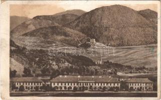 1918 Rózsahegy, Ruzomberok; Laktanya, Chocshegy Likavai várral / Kasáren, Vrch Choc s Likavskym zámkom / K.u.K. military barracks, mountain, castle ruins (EB)