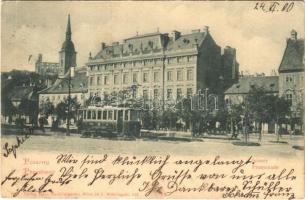 1900 Pozsony, Pressburg, Bratislava; Sétatér, villamos. Hans Nachbargauer / promenade, tram (EK)