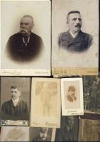 cca 1860-1890 11 db klf méretű, férfiakat ábrázoló keményhátú fotó főleg magyar fényképészek műterméből / 11 Vintage photographs of men
