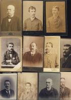 cca 1860-1890 11 db férfiakat ábrázoló keményhátú fotó magyar fényképészek műterméből / 11 Vintage photographs of men