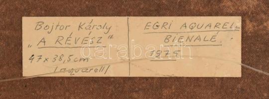 Bojtor Károly (1933-1999): A révész. Akvarell, papír, sérült. Jelzett. Hátoldalán címkén autográf fe...