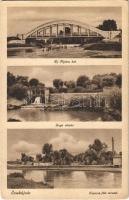 1942 Érsekújvár, Nové Zámky; Új Nyitra híd, Zúgó részlet, Tatárik féle strand / bridge, dam, beach (EK)
