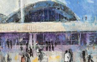 Kleber 65 jelzéssel: Jahrhunderthalle (Frankfurt am Main). Olaj, farost. Kissé sérült fa keretben. 5...