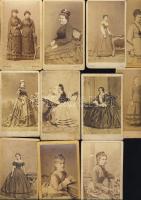 cca 1860-1890 11 db nőket ábrázoló keményhátú fotó magyar fényképészek műterméből/ 11 Vintage photographs of women